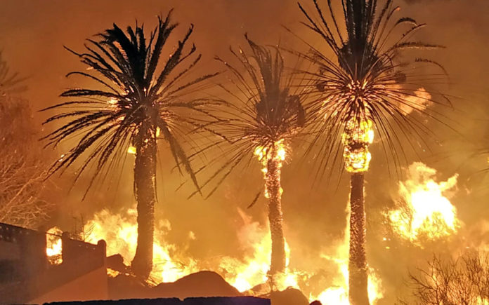 Imagen de los incendios de Tasarte y el Bentayga./ Cedida.