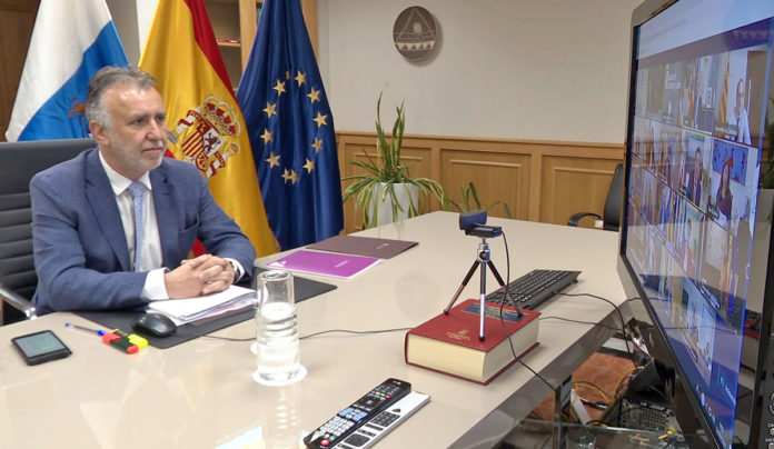Segunda reunión por videoconferencia convocada por el presidente Pedro Sánchez. Cedida.