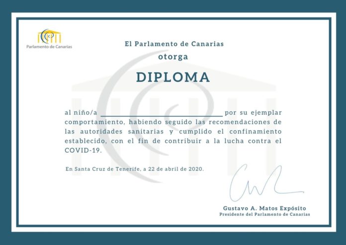 Diploma por buen comportamiento para los niños y niñas de Canarias. Cedida. NOTICIAS 8 ISLAS.