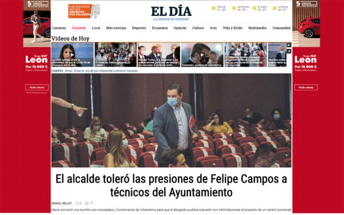 Portada web (CP) del periódico El Día de hoy 8 de junio./ noticias8islas.