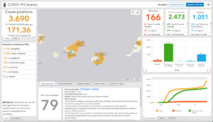 Portal web del Gobierno de Canarias a las 14:00 h., de hoy lunes sobre la situación de la pandemia en Canarias.