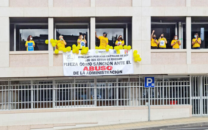 Huelga de empleados públicos temporales, S/C. de Tenerife./ Cedida.