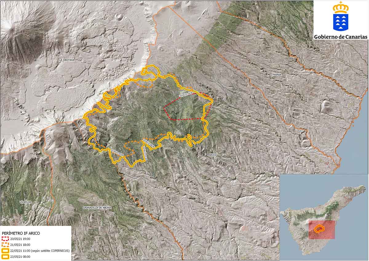 El incendio forestal de Arico se encuentra estabilizado