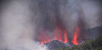 Imagen del cono principal del volcán publicadda por digital palmero El Time.