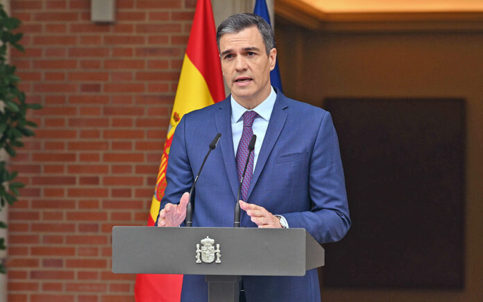 El presidente del Gobierno durante la comparecencia en la que ha anunciado la convocatoria de elecciones generales. | La Moncloa, Madrid.