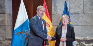 El presidente de Canarias recibe a la Comisaria Europea de Cohesión y Reformas Elisa Ferreira. | X, @PresiCan