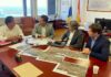 Francico Javier González, Javier Cabrera, Tomás Azcárate y Carlos González se reunen para tratar los proyectos de nuevas infraestructuras en el sur de Tenerife.